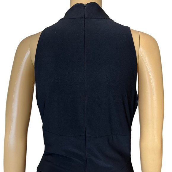 White House Halter Artichoke Dress Size 8 Black Layered Stretch Eyelet Neck - Picture 6 of 13